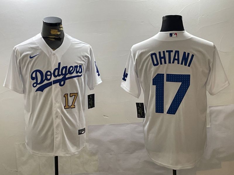 Men Los Angeles Dodgers #17 Ohtani White Game 2024 Nike MLB Jersey style 11204->los angeles dodgers->MLB Jersey